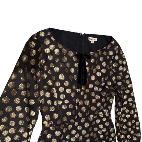 For Love And Lemons - Lottie Bell Sleeve Dress in Gold Dot - Picture 7 of 8